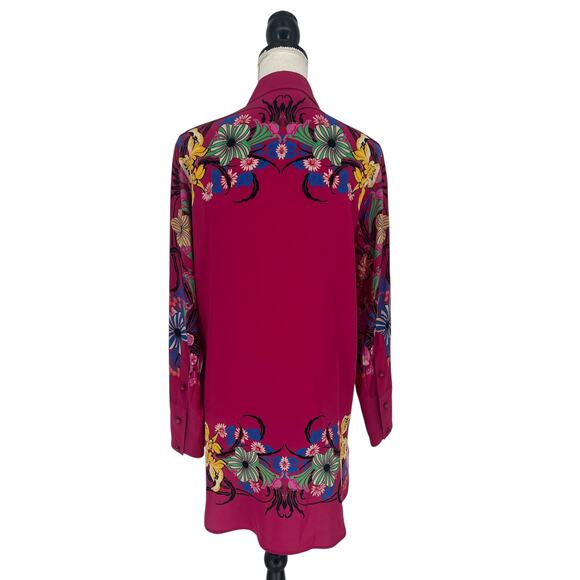 ETRO Silk Floral Print Longline Button-Down Tunic Shirt – Size 42 - Picture 12 of 13
